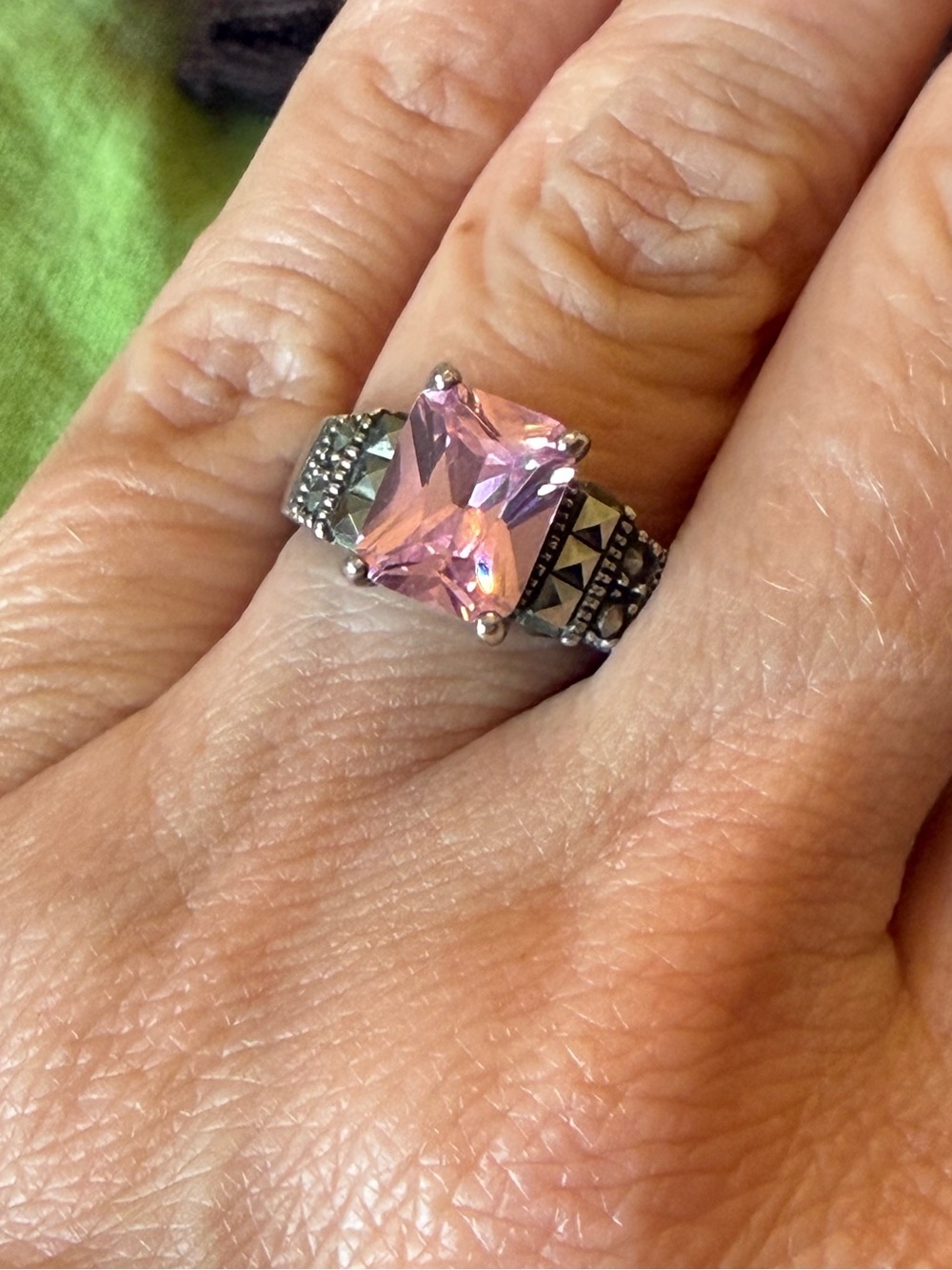 Sterling Silver Pink Gemstone Statement Ring